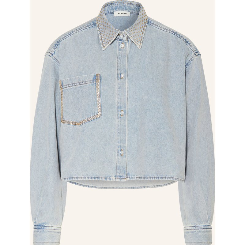 Sandro Jeanshemd Mit Schmucksteinen blau