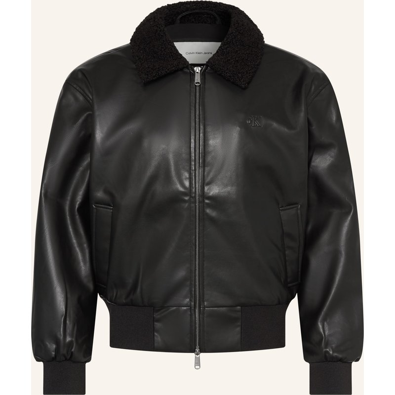 Calvin Klein Jeans Blouson In Lederoptik Mit Kunstfell schwarz