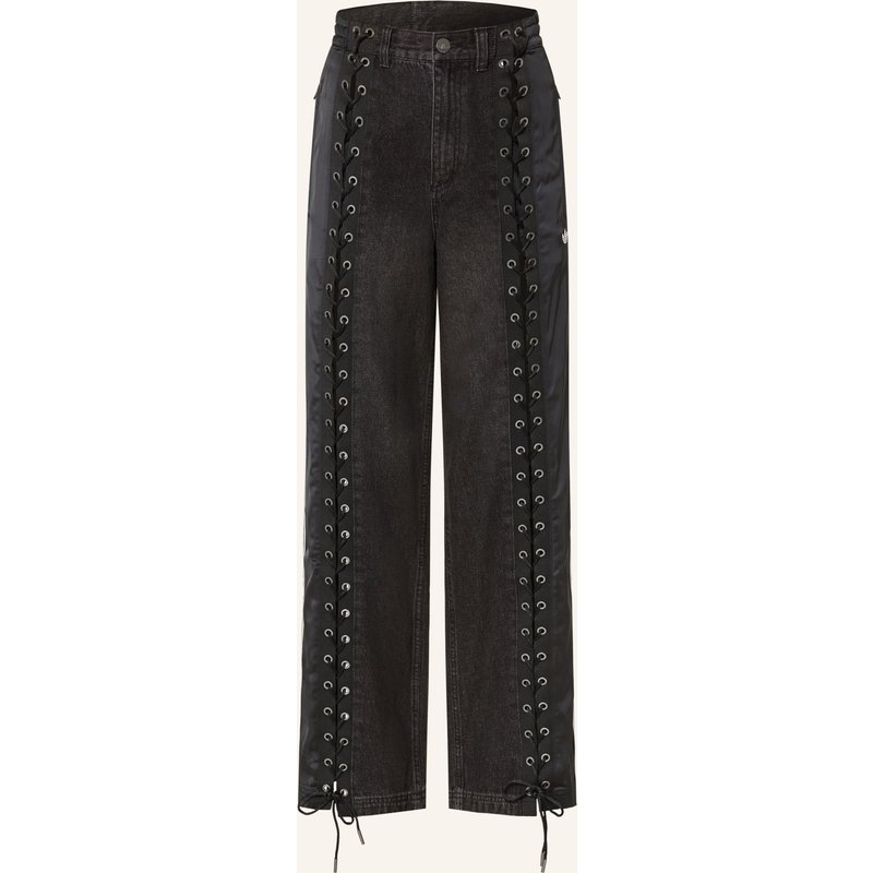 Adidas Originals Wide Leg Jeans Denim Firebird Im Materialmix schwarz