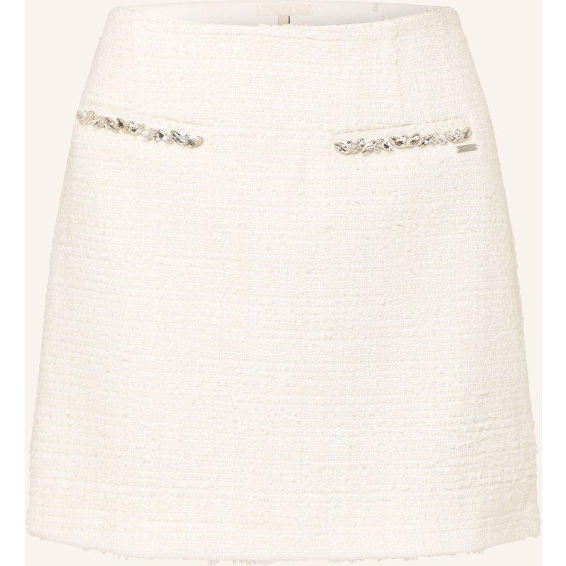 Guess Tweed-Rock Clotilde Mit Schmucksteinen Und Glitzergarn weiss