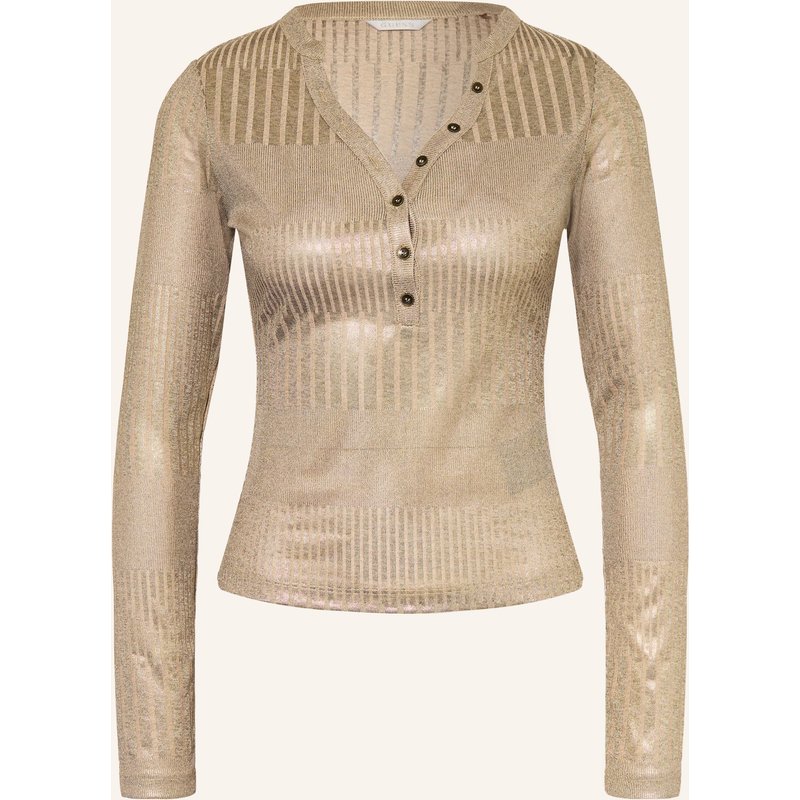 Guess Henleyshirt Marilena Mit Glitzergarn beige