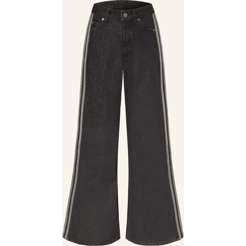 Adidas Originals Wide Leg Jeans Firebird Mit Galonstreifen schwarz