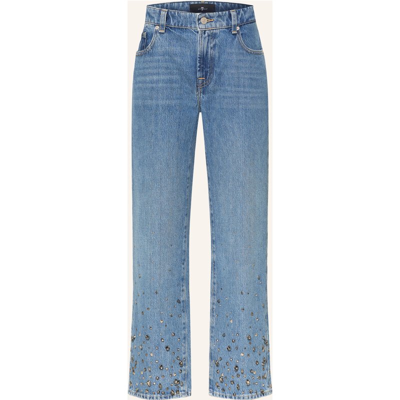 7 For All Mankind Straight Jeans Calie Mit Schmucksteinen blau