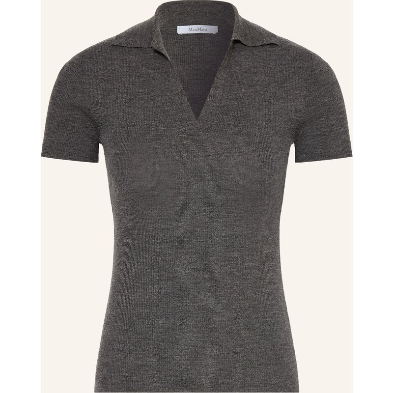 Max Mara Strick-Poloshirt Albero grau