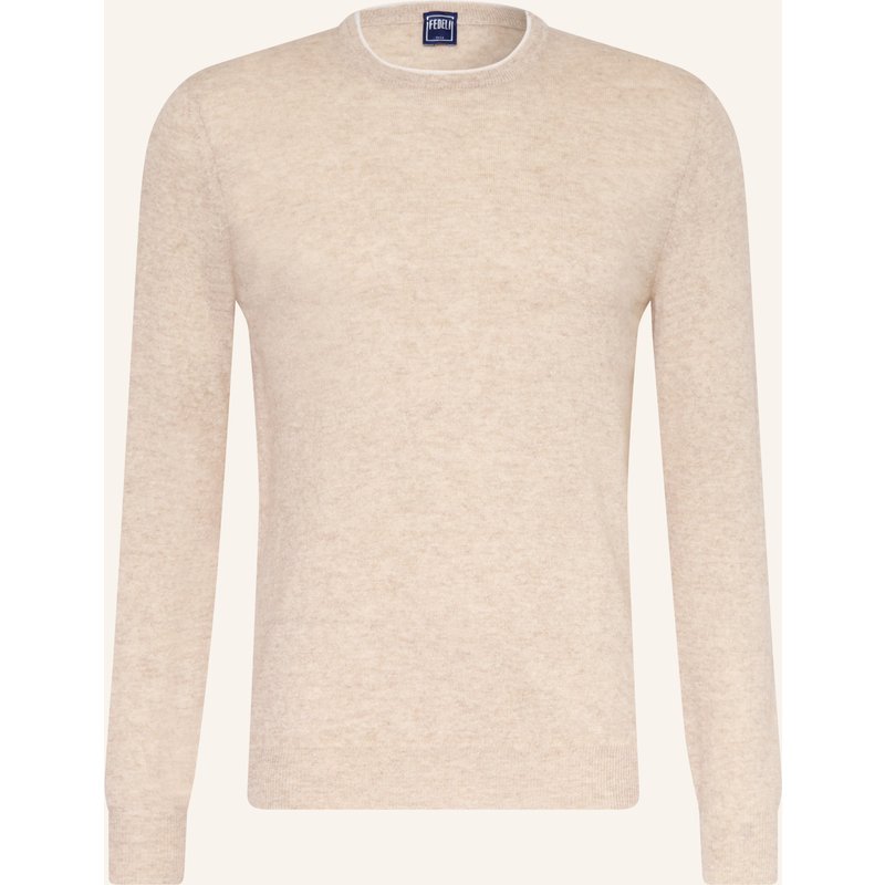 Fedeli Cashmere-Pullover Mit Leinen beige