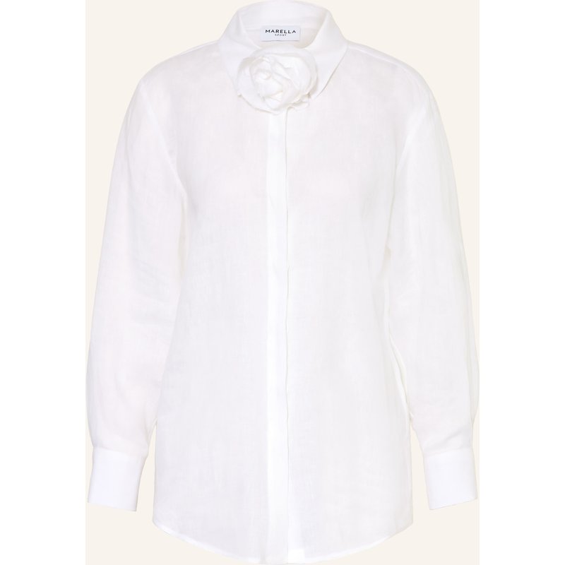 Marella Leinenbluse Mlseditore Mit Abnehmbarer Schluppe weiss