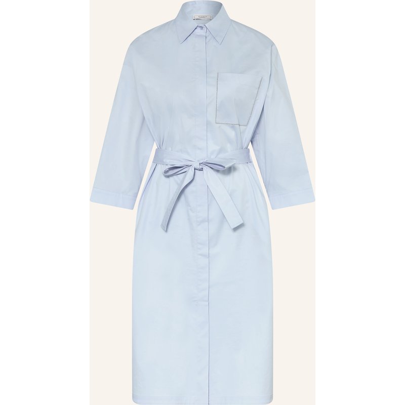 Peserico Hemdblusenkleid Mit Schmucksteinen Und 3/4-Arm blau