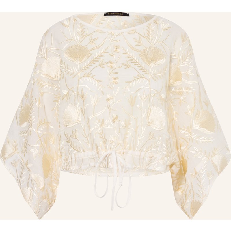 Greek Archaic Kori Cropped-Blusenshirt Blossom weiss