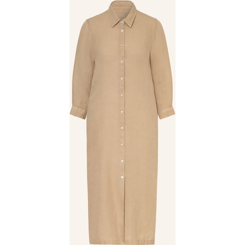 120%Lino Hemdblusenkleid Aus Leinen beige