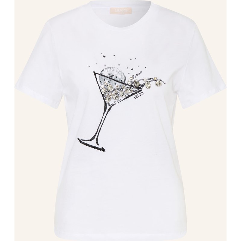 Liu Jo T-Shirt Mit Schmucksteinen weiss