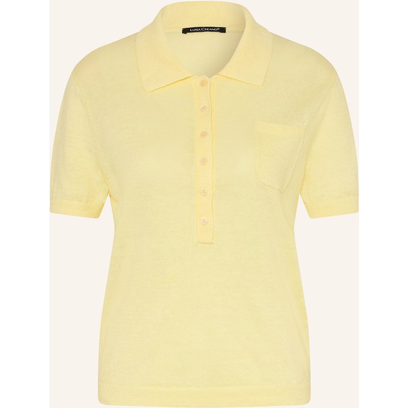 Luisa Cerano Strick-Poloshirt Aus Leinen gelb