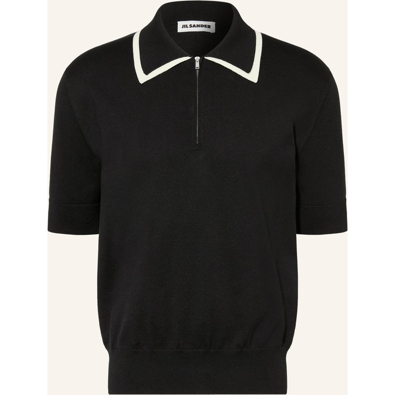 Jil Sander Strick-Poloshirt schwarz
