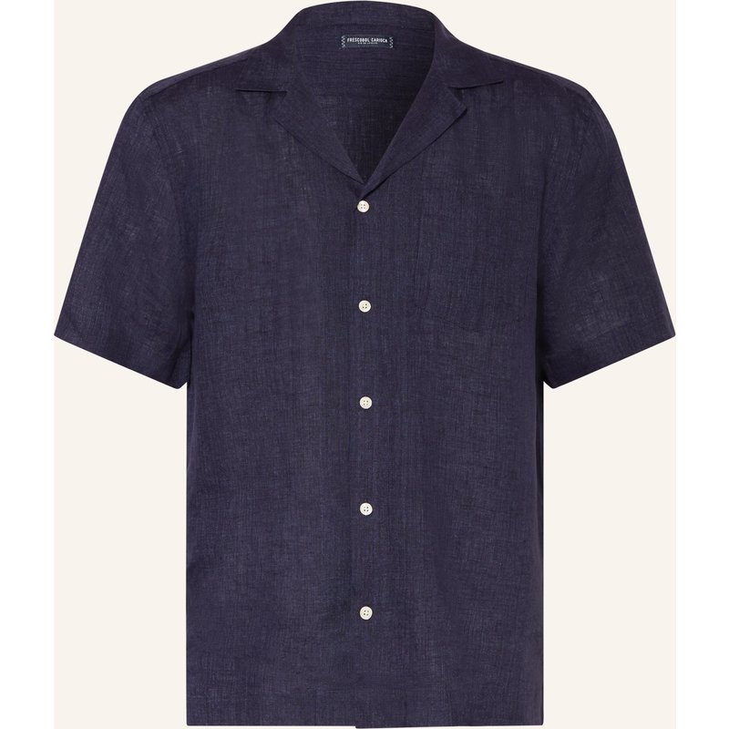 Frescobol Carioca Resorthemd Angelo Extra Slim Fit Aus Leinen blau