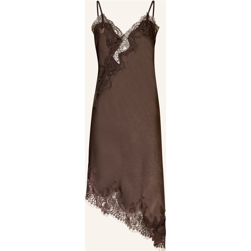Neo Noir Satinkleid Sorelle Mit Spitze braun