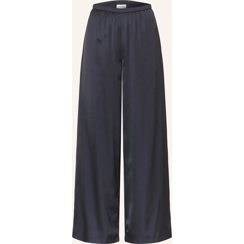 Comma Marlenehose Aus Satin blau