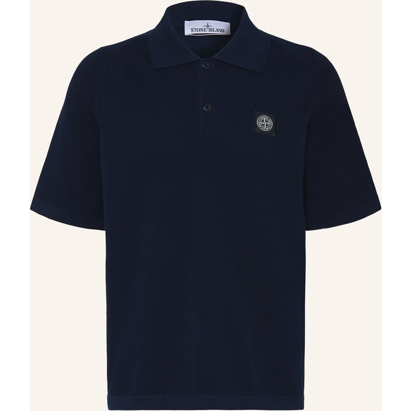 Stone Island Strick-Poloshirt Loose Fit blau