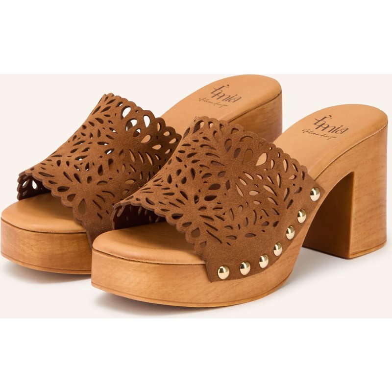 È Mia Plateau-Mules Mit Nieten braun