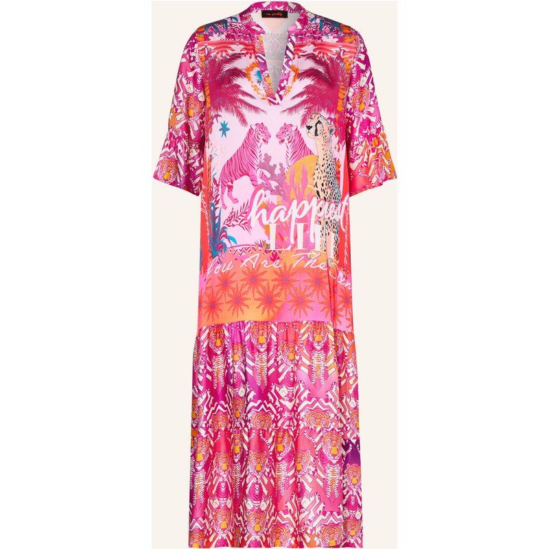 Miss Goodlife Satinkleid Mit 3/4-Arm Und Rüschen pink