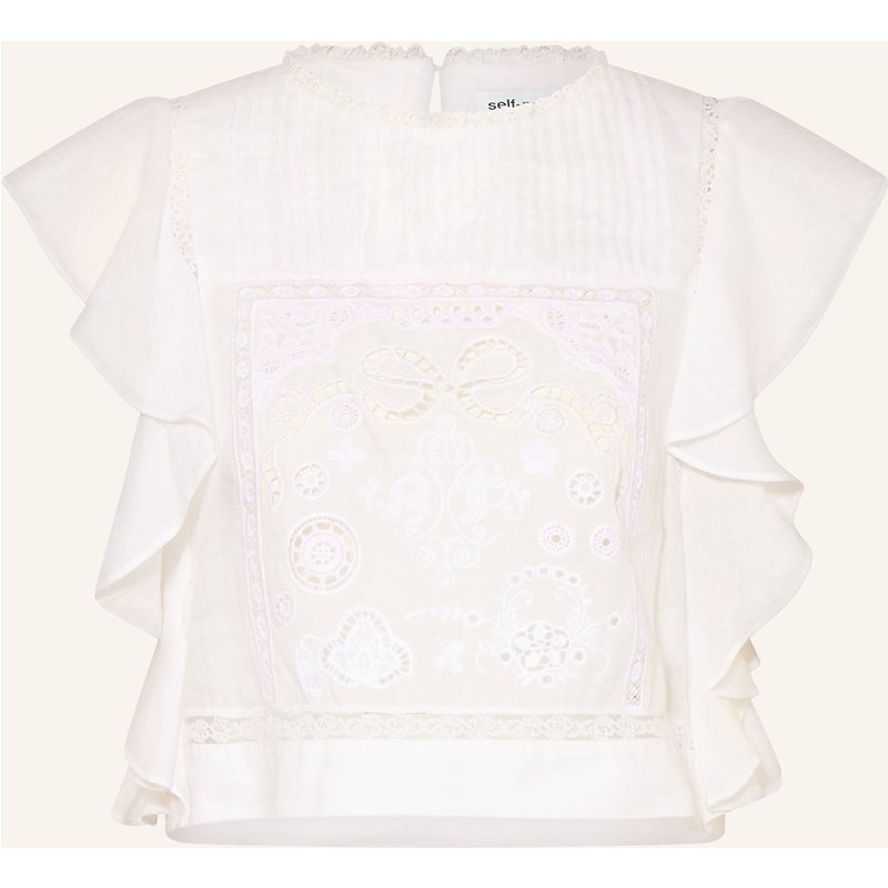 Self-Portrait Blusenshirt Mit Lochspitze Und Volants weiss