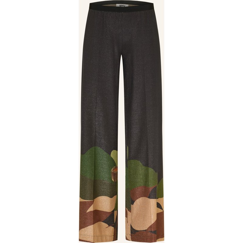 Siyu Marlenehose Mit Glitzergarn schwarz