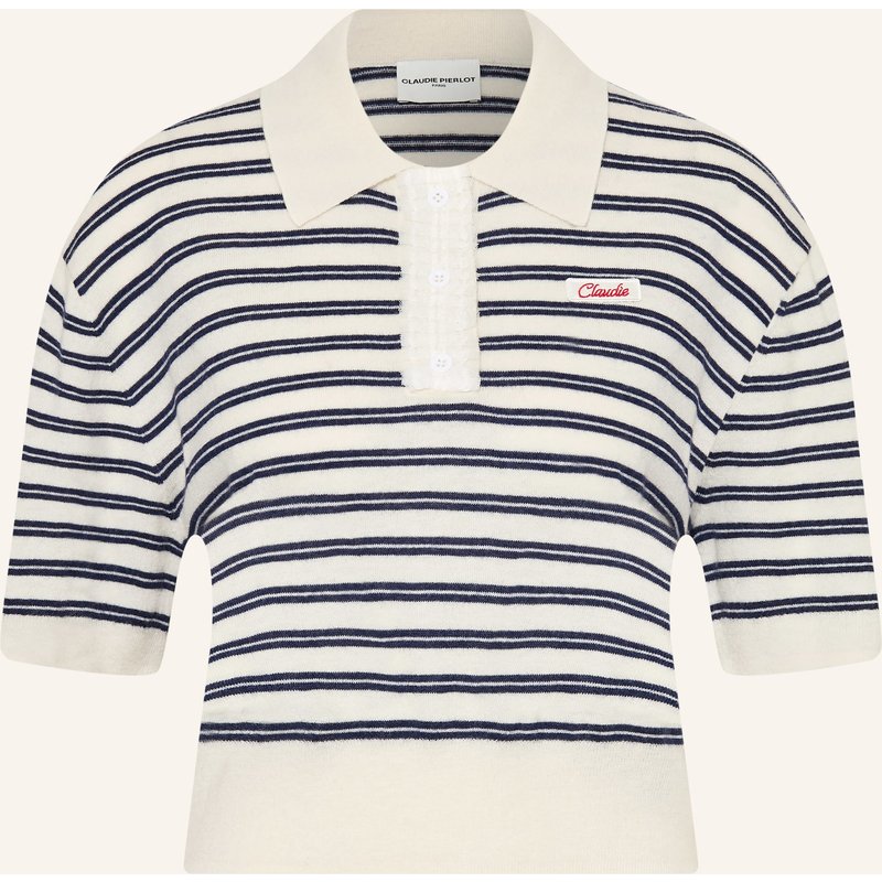 Claudie Pierlot Strick-Poloshirt Mit Rüschen weiss