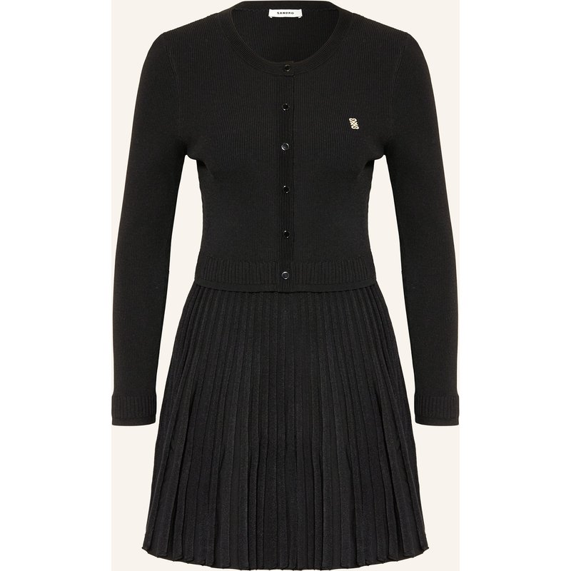 Sandro Strickkleid Mit Plissees schwarz
