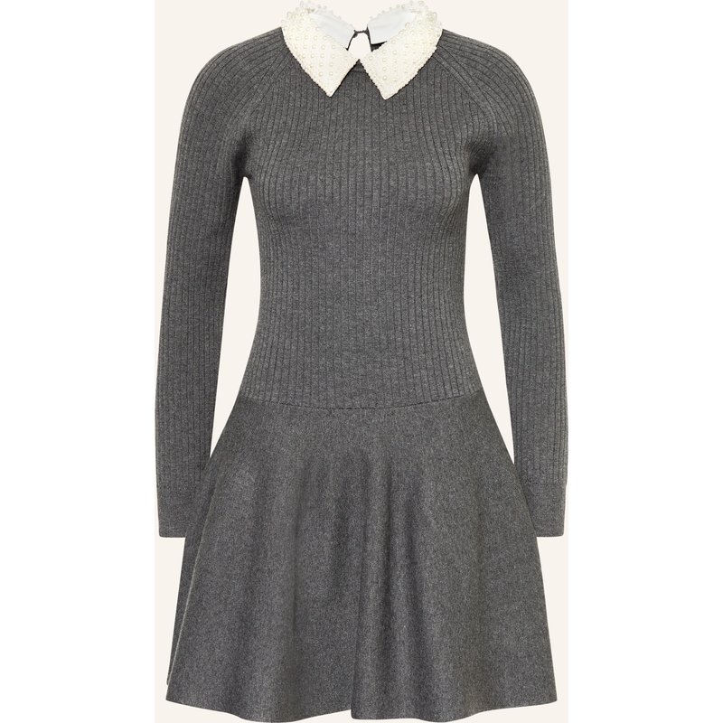 Maje Strickkleid Mit Abnehmbarem Kragen Und Schmuckperlen grau