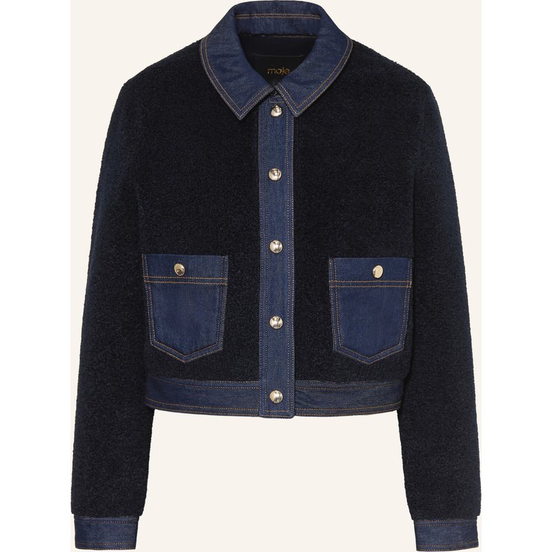 Maje Kunstfell-Jacke Im Materialmix blau