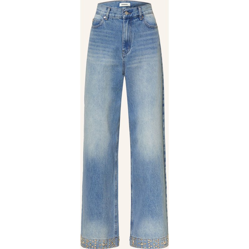 Sandro Wide Leg Jeans Mit Nieten blau