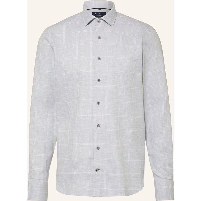 Olymp Signature Flanellhemd Casual Tailored Fit grau
