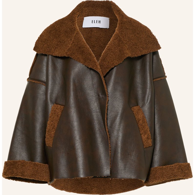 Eleh Jacke In Lederoptik Mit Teddyfell braun