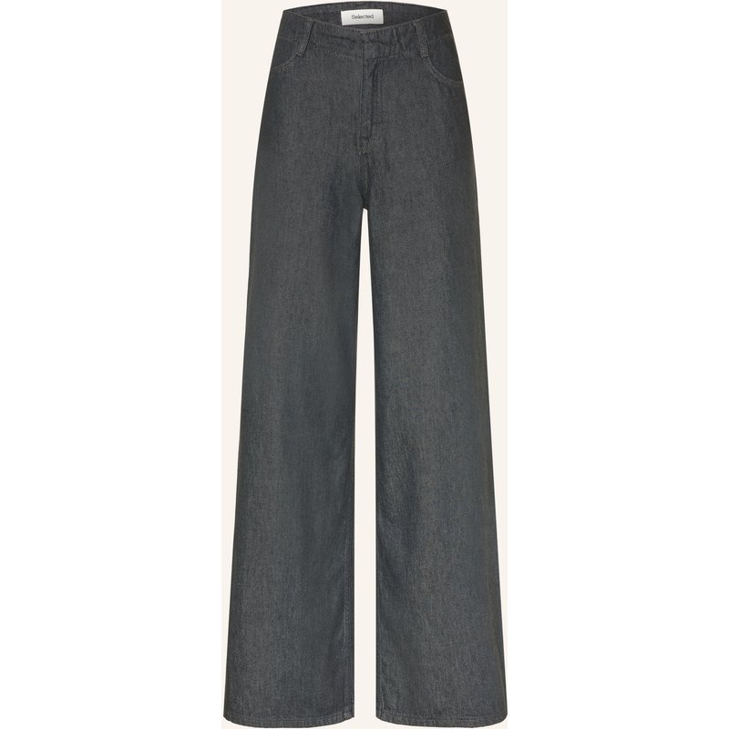 Selected Wide Leg Jeans grau
