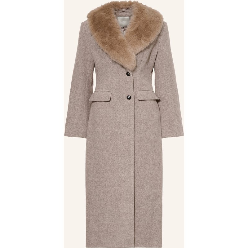 Neo Noir Mantel Corina Mit Abnehmbarem Kunstfell-Kragen beige