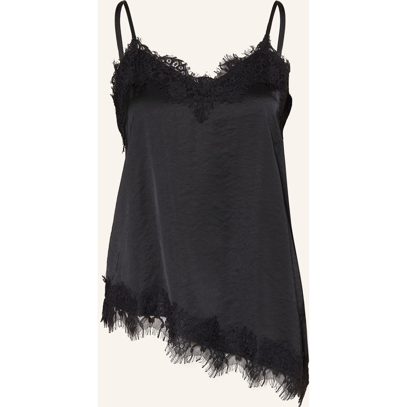 Oui Satintop Mit Spitze schwarz