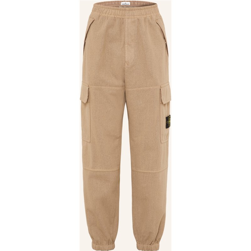 Stone Island Cargohose Loose Fit Aus Flanell beige