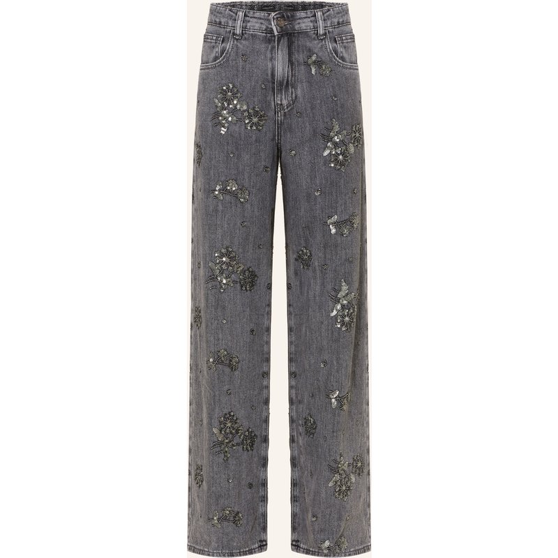 Miss Goodlife Wide Leg Jeans Mit Schmucksteinen Und Pailletten grau