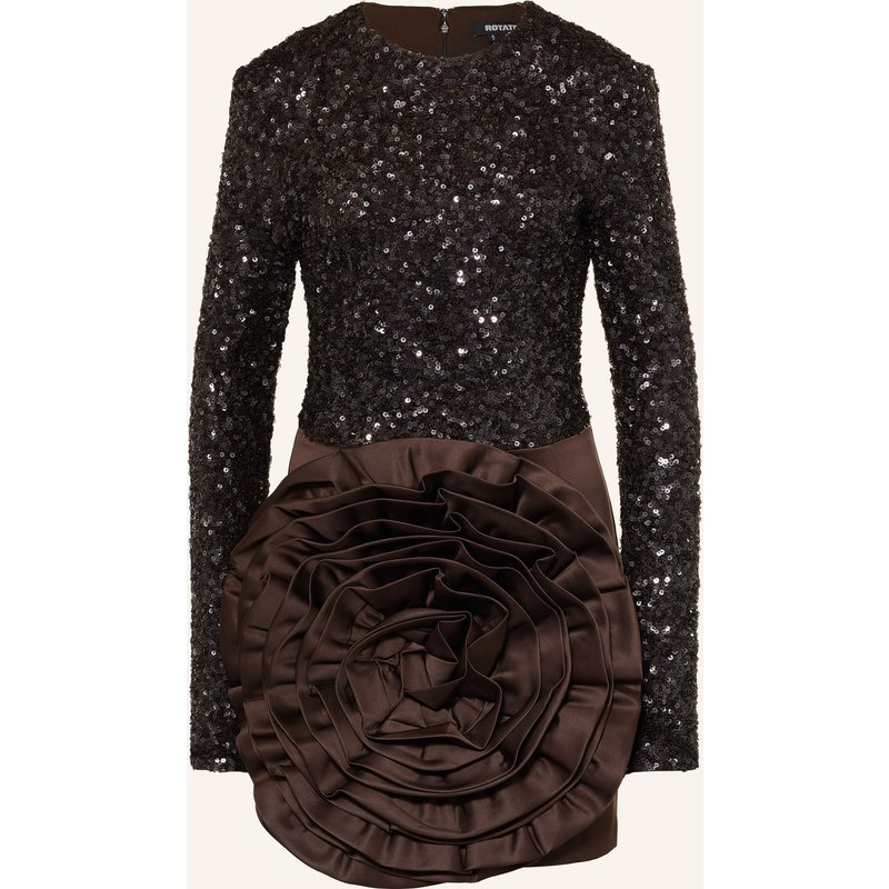 Rotate Cocktailkleid Im Materialmix Mit Pailletten braun