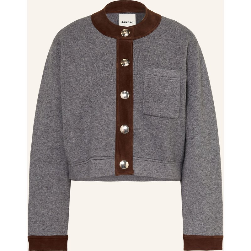 Sandro Strickjacke Im Materialmix grau
