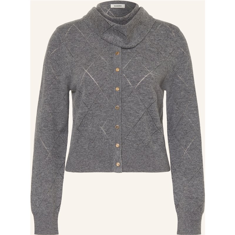 Sandro Strickjacke Mit Abnehmbarem Schal grau