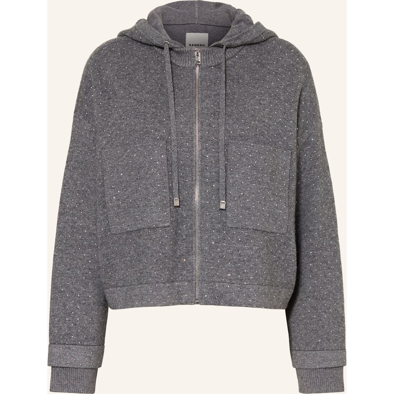 Sandro Strickjacke Mit Schmucksteinen grau