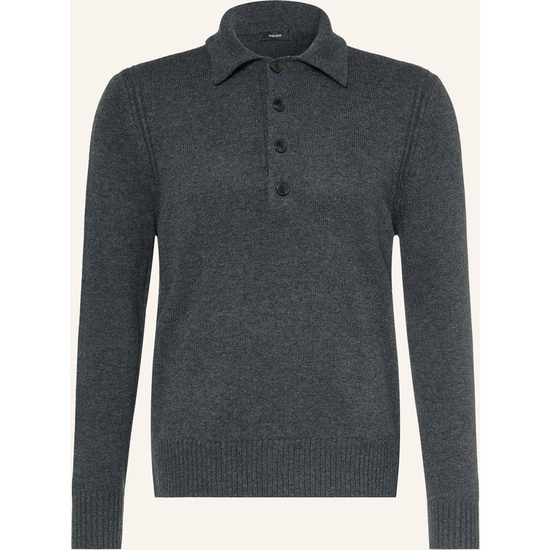 Reiss Strick-Poloshirt County grau