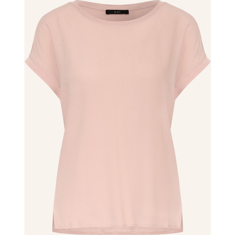 Oui Blusenshirt Im Materialmix rosa