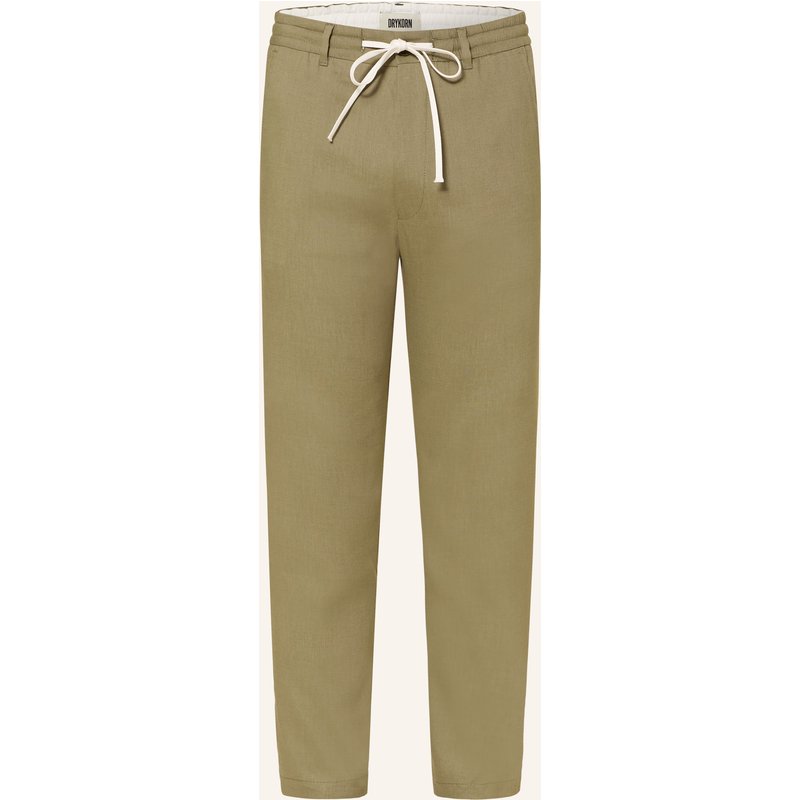 Drykorn Hose Deger Im Jogging-Stil Regular Fit Mit Leinen gruen
