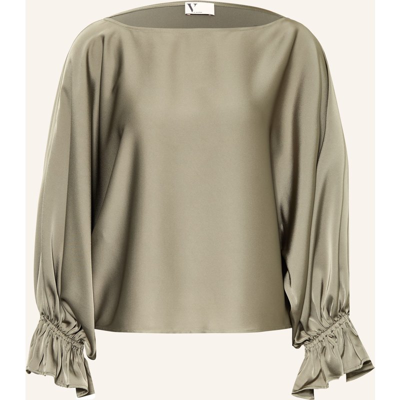 V By Vera Mont Blusenshirt Aus Satin Mit Volants gruen