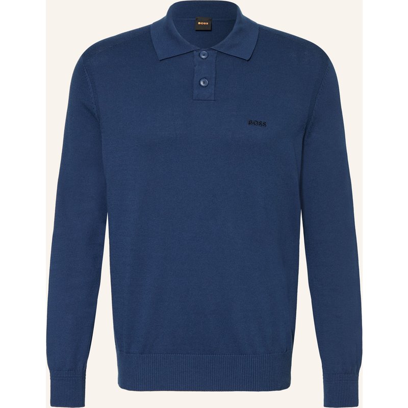 Boss Strick-Poloshirt Asac blau