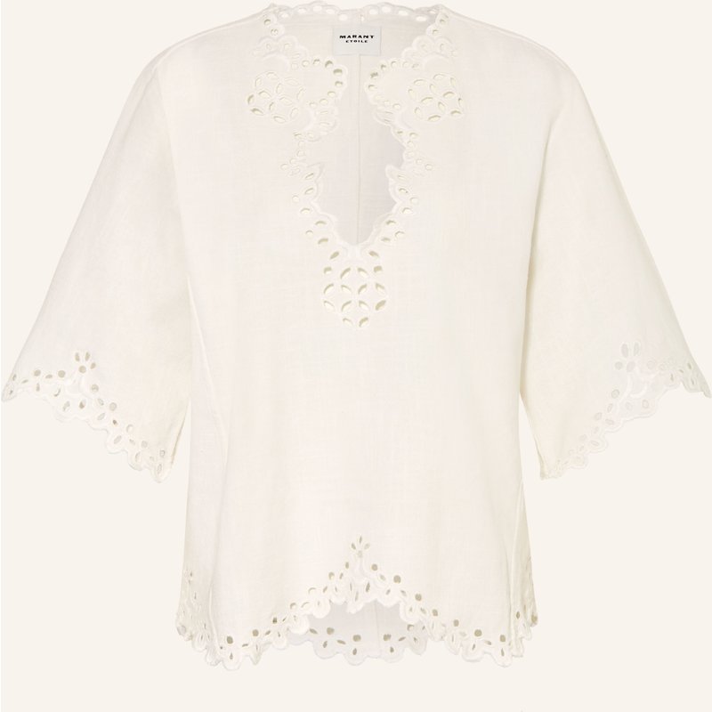 Marant Étoile Blusenshirt Shana Mit Lochspitze Und 3/4-Arm weiss