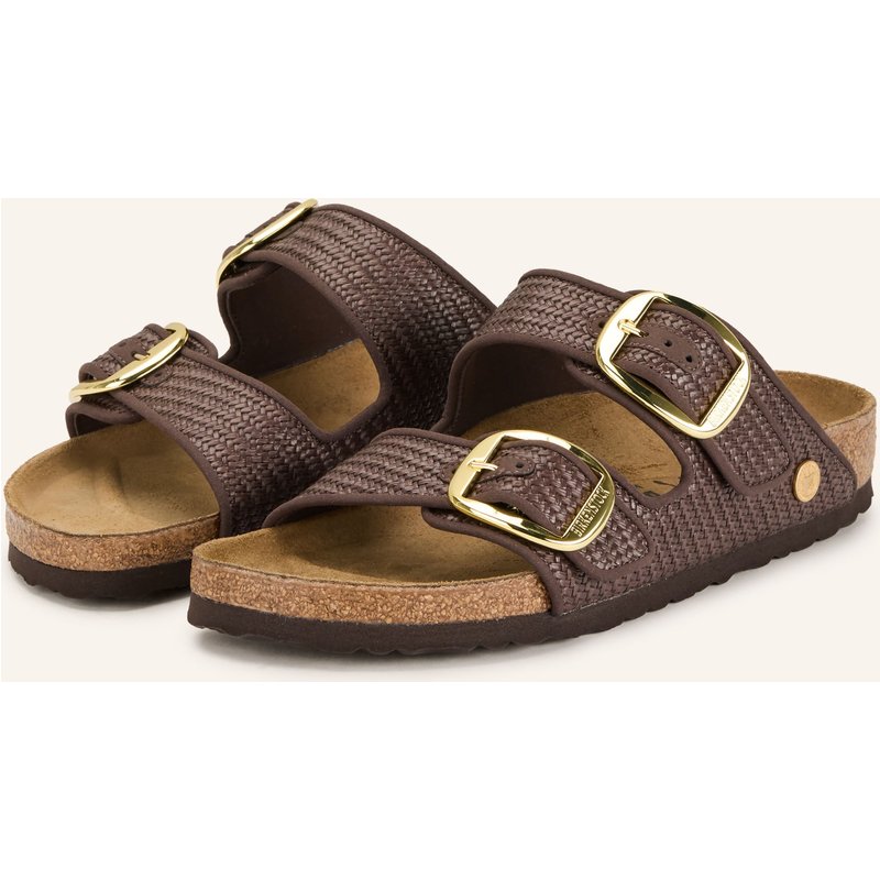 Birkenstock Pantoletten Arizona Big Buckle Raffia braun
