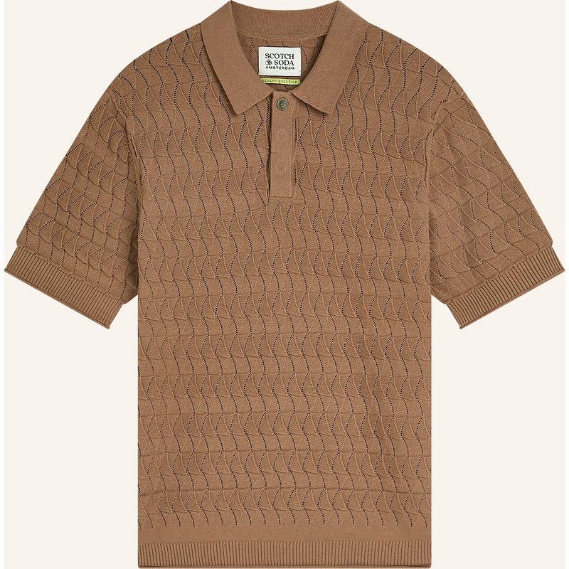 Scotch & Soda Strick-Poloshirt Regular Fit braun
