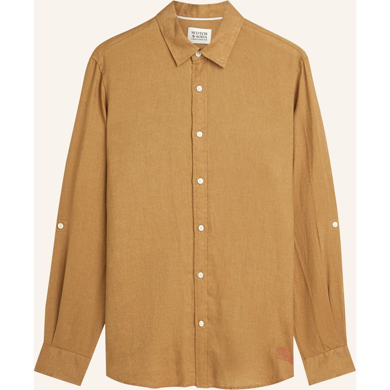 Scotch & Soda Leinenhemd Regular Fit braun