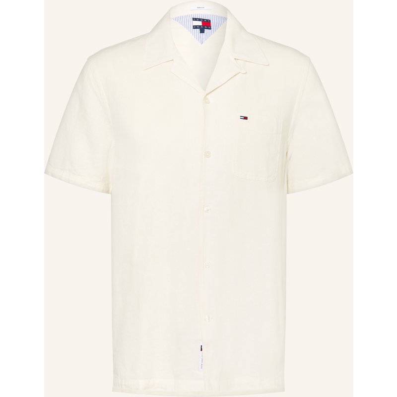 Tommy Jeans Resorthemd Comfort Fit Mit Leinen weiss